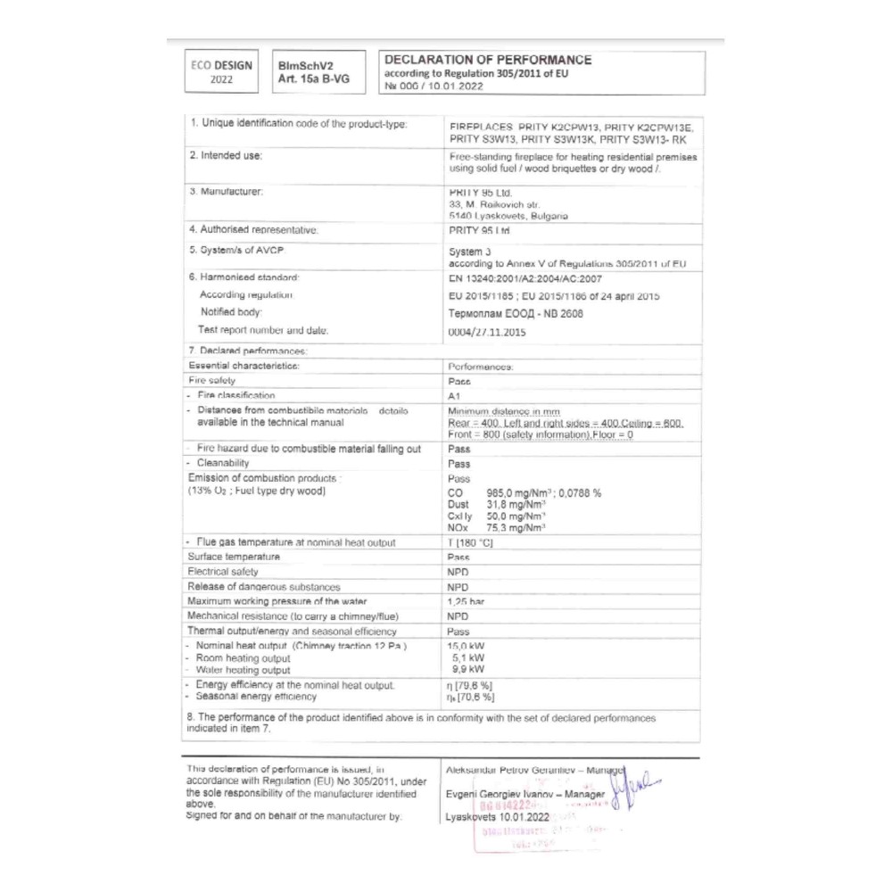 Wood Burning Stove Prity K13, 12.1 KW, Log – Best Price & Free Delivery